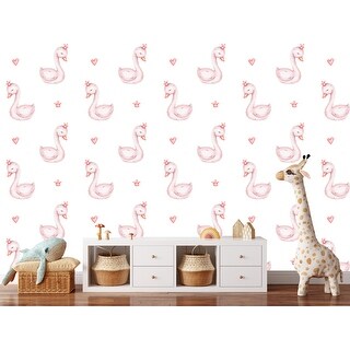 Pink Swans Nursery Wallpaper Peel and Stick