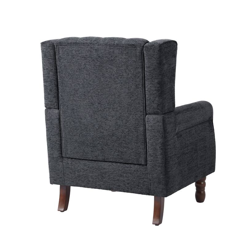 Button Tufted Armchair Wingback Wood legs Accent Chairs (Set of 2)
