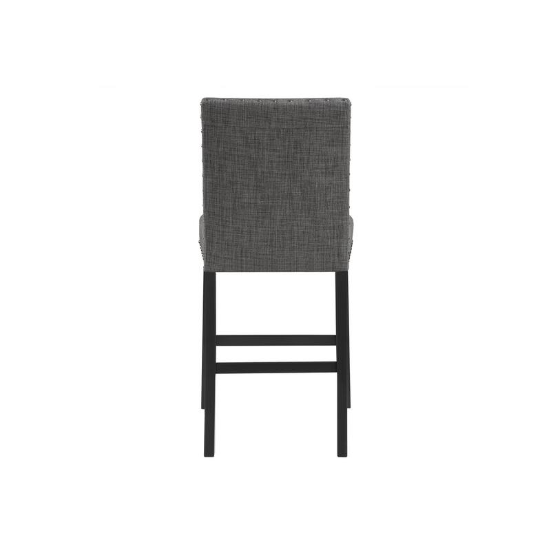 HomeRoots Set of Two 26" Gray and Black Wood and Fabric Counter Height Bar Chairs