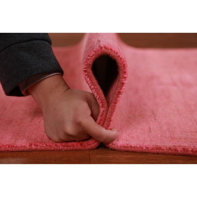 Modern Pink Gabbeh Oriental Rug Hand-Knotted Wool Carpet - 3'4" x 4'10"