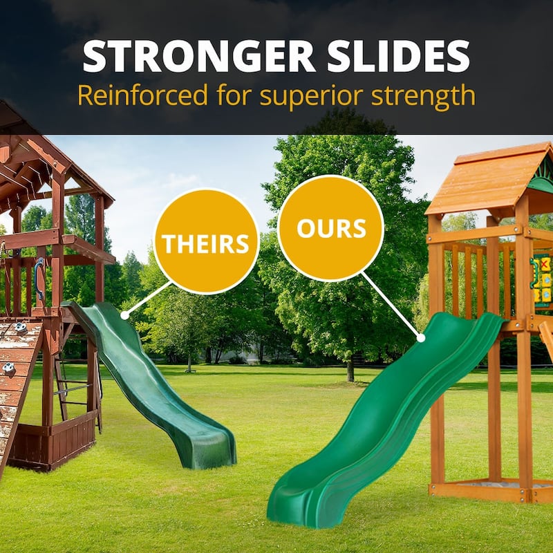 Gorilla Playsets Avalon Wooden Swing Set with Tube Slide - Amber