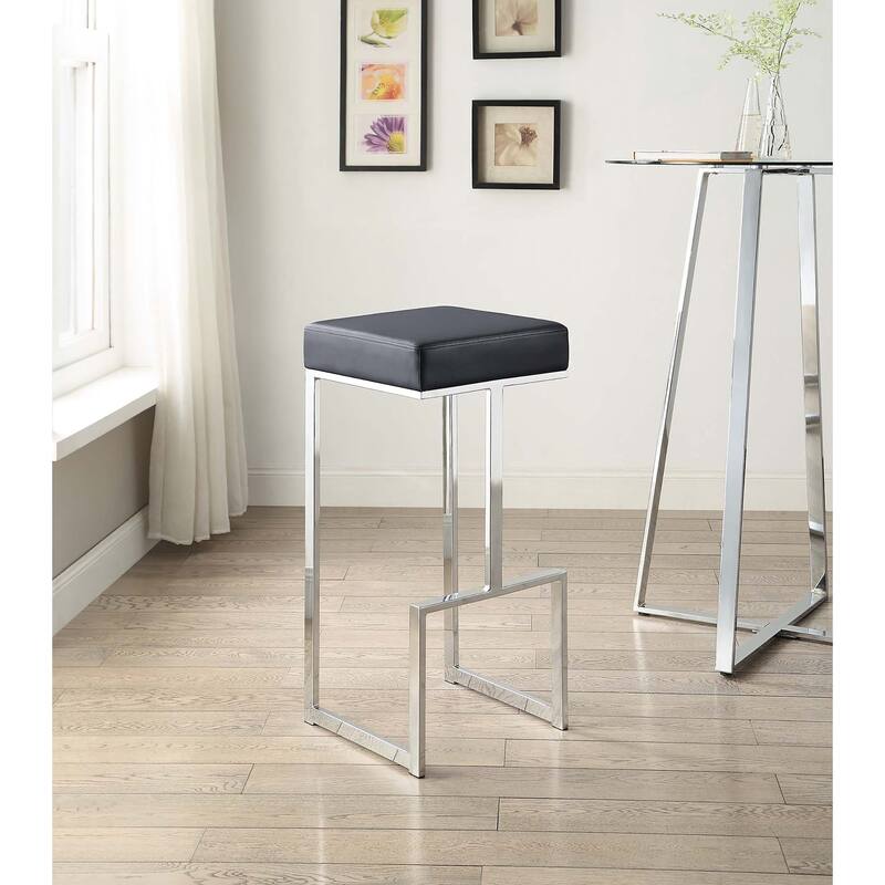 Farrier Chrome Leg Upholstered Counter Stool - Black - Bar Height