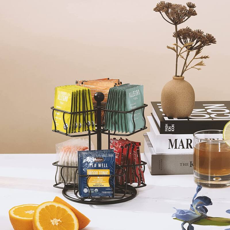 Sorbus Spinning Carousel, 2 Tier Revolving Lazy Susan, Tea Caddy Organizer for Countertop