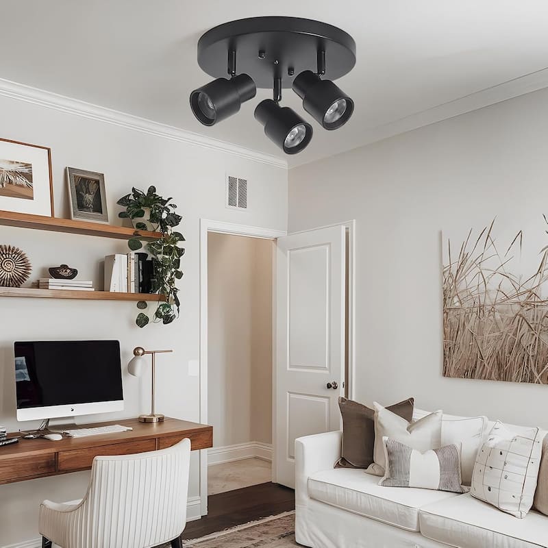 3-light track light black spotlight aluminum ceiling light