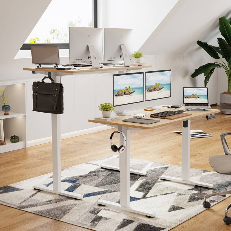 Electric Standing Desk Adjustable Height Sit Stand Home Office Desk With Splice Board