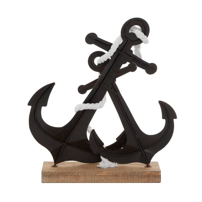 Metal Anchor Decorative Sculpture - Black - Roche River Decor