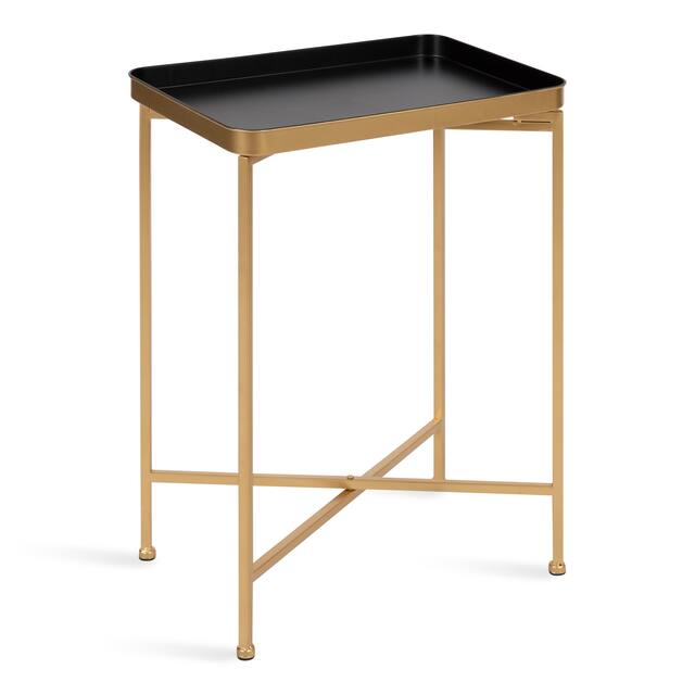 Kate and Laurel Celia Metal Tray Accent Table - 18x12x26 - Black/Gold