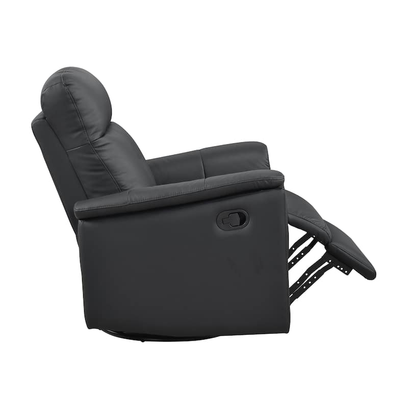 Fremont & Park Monte 35.5" Leather Swivel Glider Manual Recliner - 360-Degree Swivel