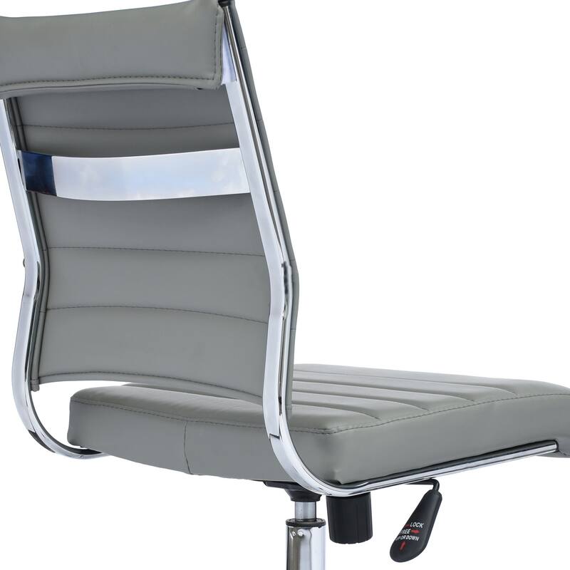 Set of 2 Modern Ergonomic Executive Mid back PU Leather Office Chairs No Arms Rest Tilt Adjustable Height With Wheels