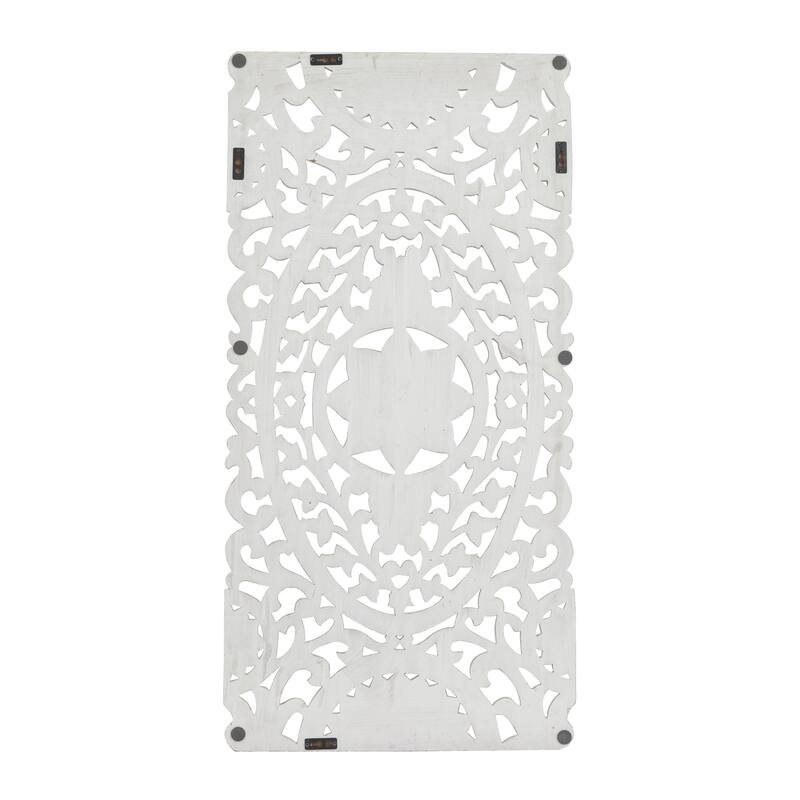 Wooden Floral Handmade Intricately Carved Home Wall Decor - White - Roche River Decor