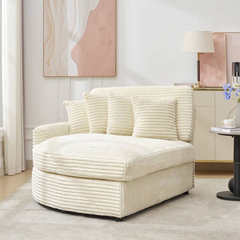 Oversized Fan-shaped Corduroy Couch, 2-piece Sectional Sofa with 4 & 8 Throw Pillows