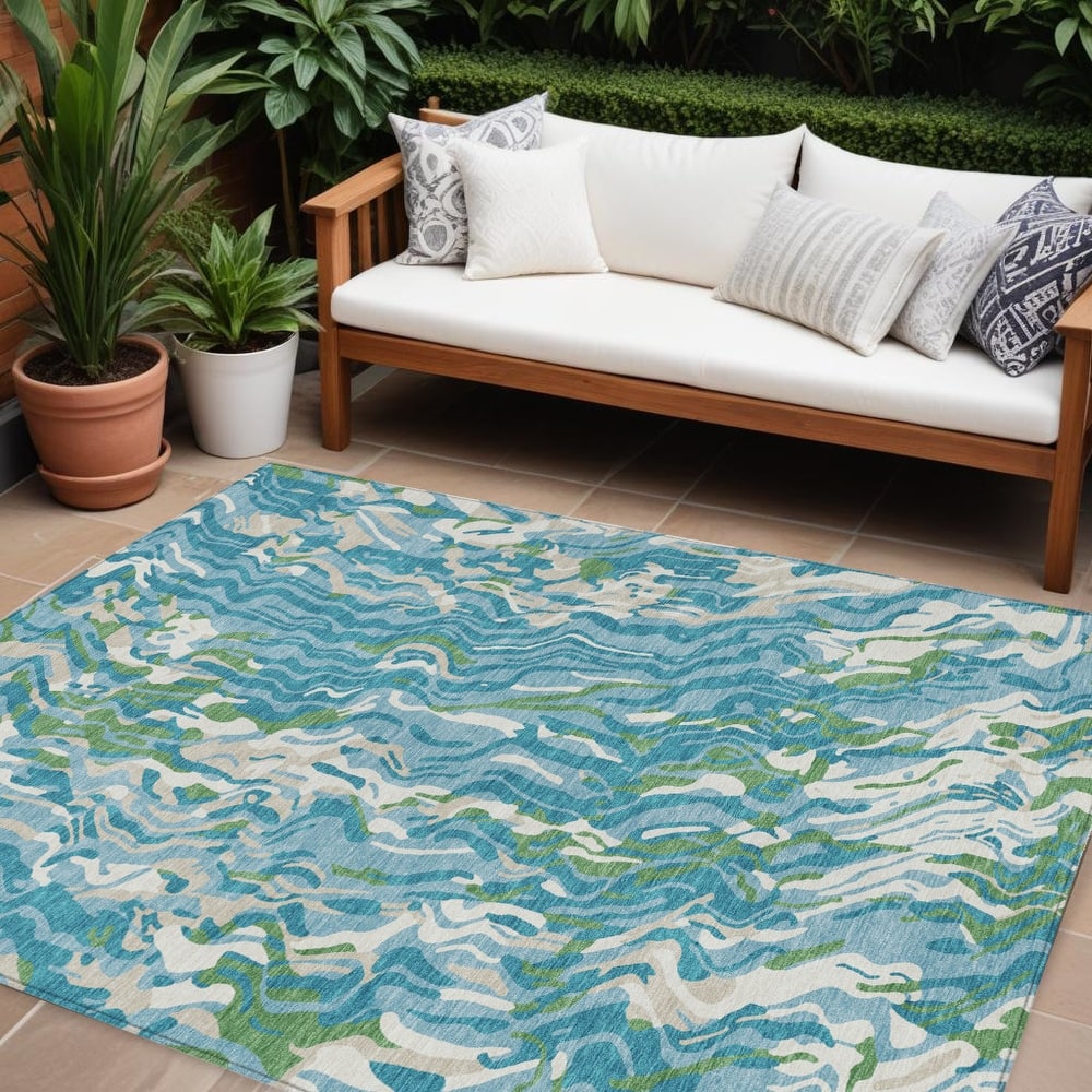 HomeRoots Abstract Transitional Rectangle Outdoor Rug