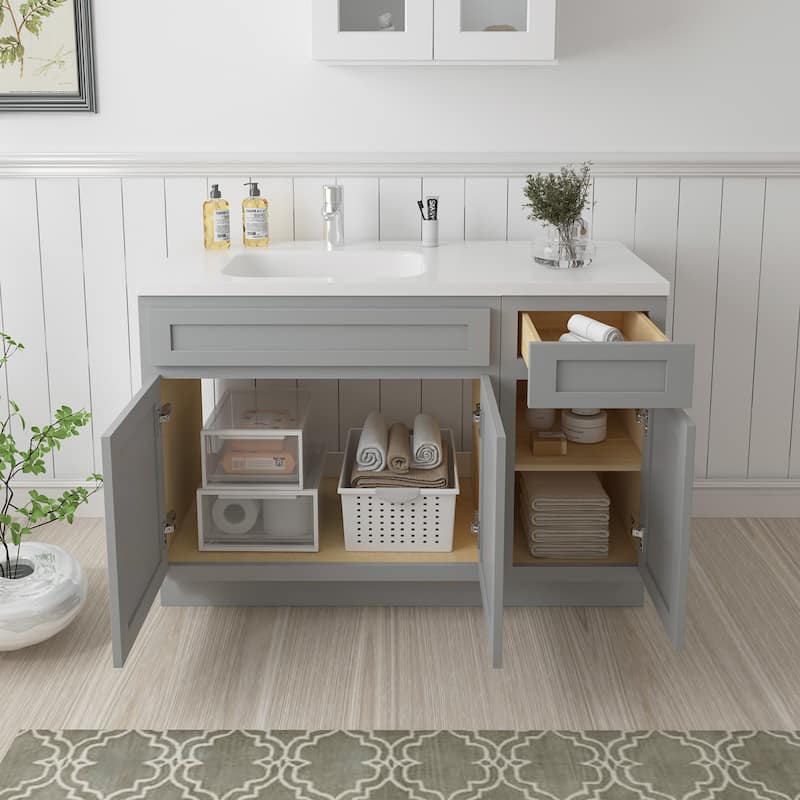 Vanity Art 45" Oak Freestanding Bathroom Vanity Cabinet without Top