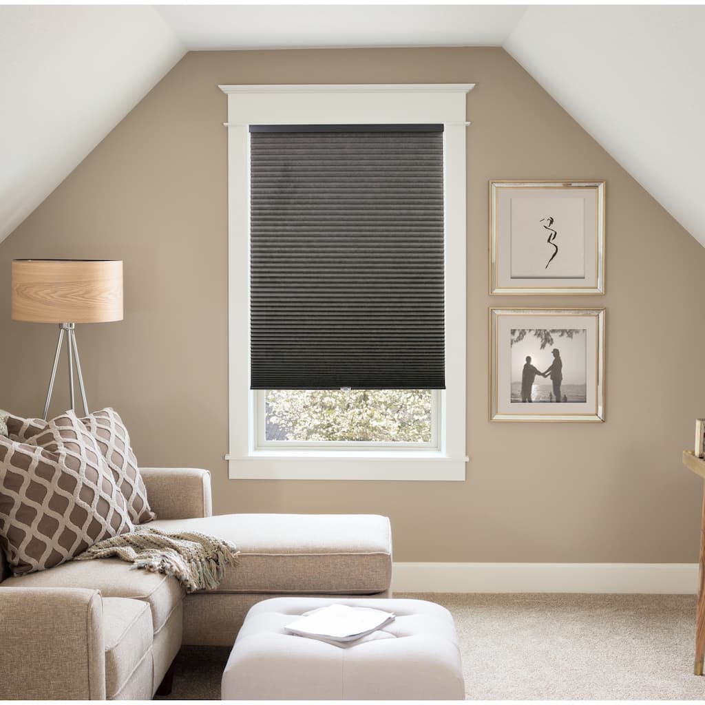 BlindsAvenue Custom 3/4" Pleat, Cordless Cellular Shades, Color Ebony, Light Filtering Fabric