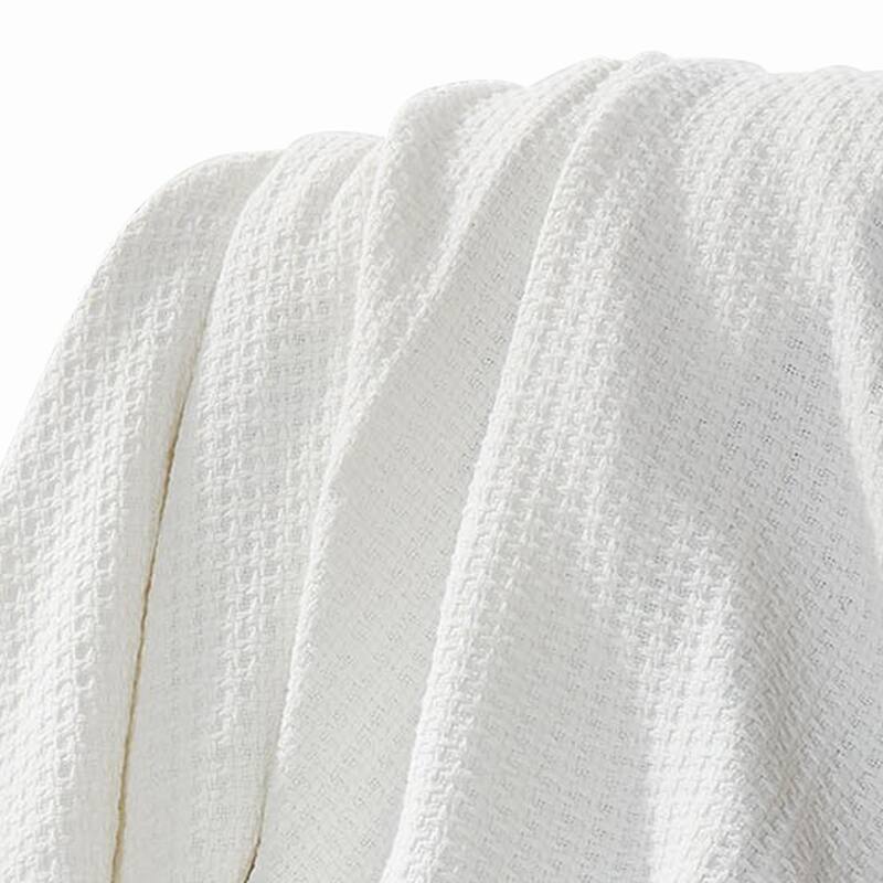 Nyx Queen Size Ultra Soft Cotton Thermal Blanket, Textured Feel, White