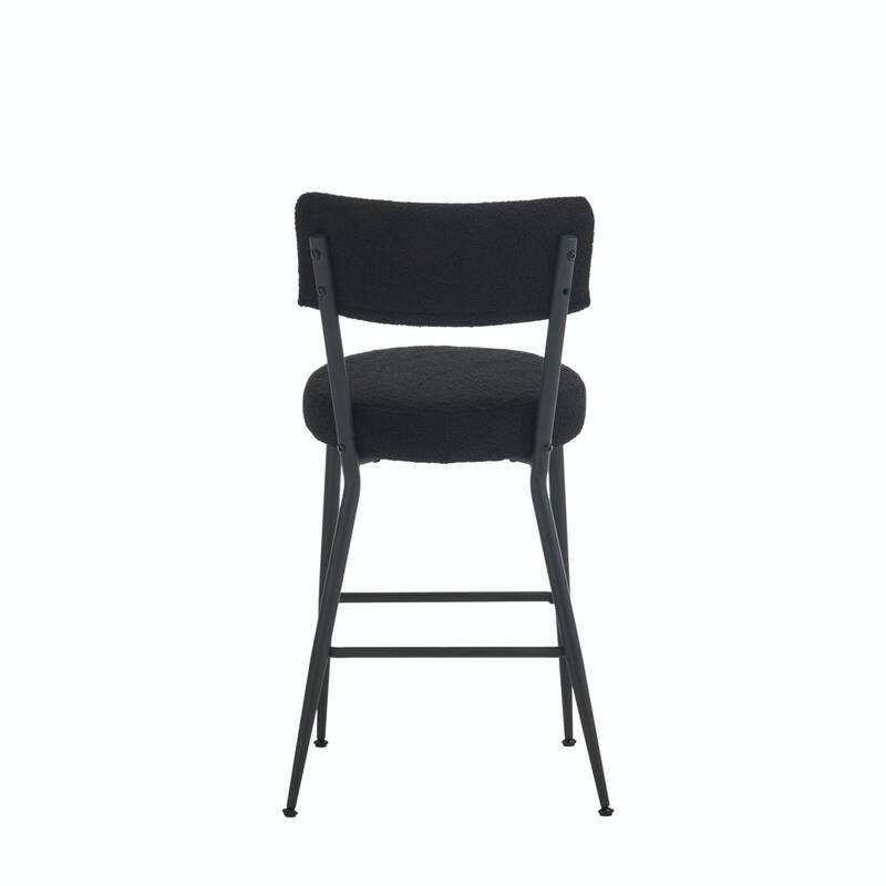 Set of 4 Modern Teddy Fabric Upholstered Bar Stools - Metal Base High Stools