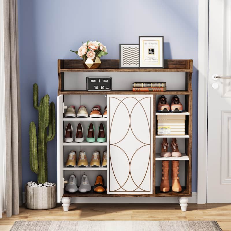 Multifunctional Shoe Cabinet with Door, Freestanding Shoes Rack with ...