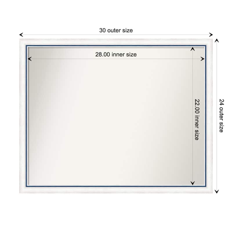 Morgan Non-Beveled Wood Framed Bathroom Vanity Wall Mirror - Morgan White Blue - Glass Size 28x22