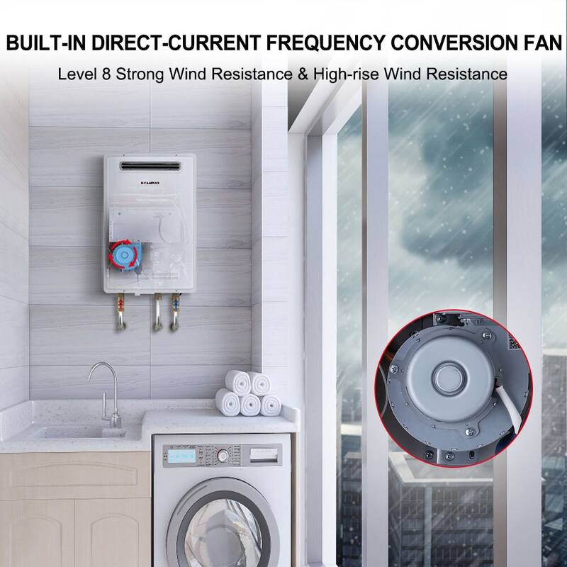 CAMPLUX 6.86 GPM High Capacity Propane Gas Tankless Water Heater for Home Shower, Outdoor Installation