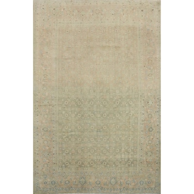 Hand Knotted Oriental 100% Wool Carpet Traditional All-Over Multi-Colored Tabriz Area Rug - 10' 4'' X 7' 6''