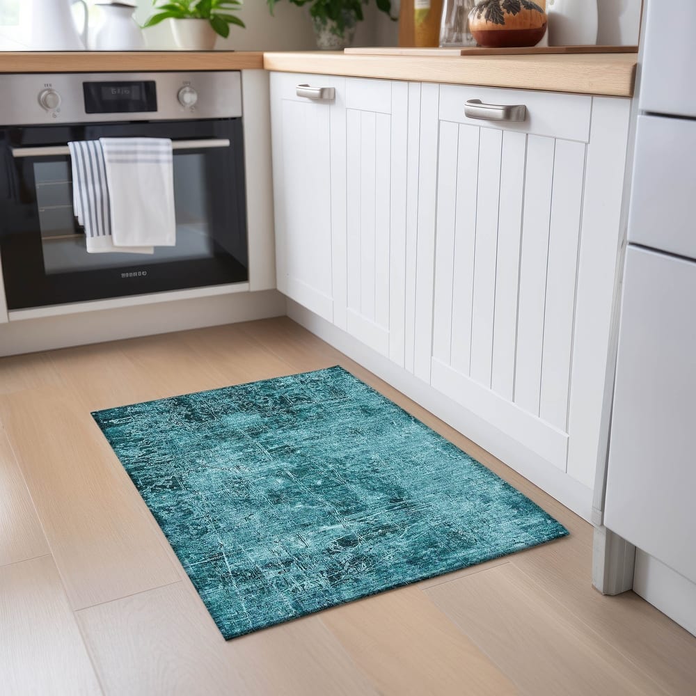 Machine Washable Indoor/ Outdoor Abstract Solid Chantille Rug