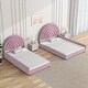 preview thumbnail 2 of 9, Separable Twin and Full Velvet Bed Set with Semicircular Headboard, Pink