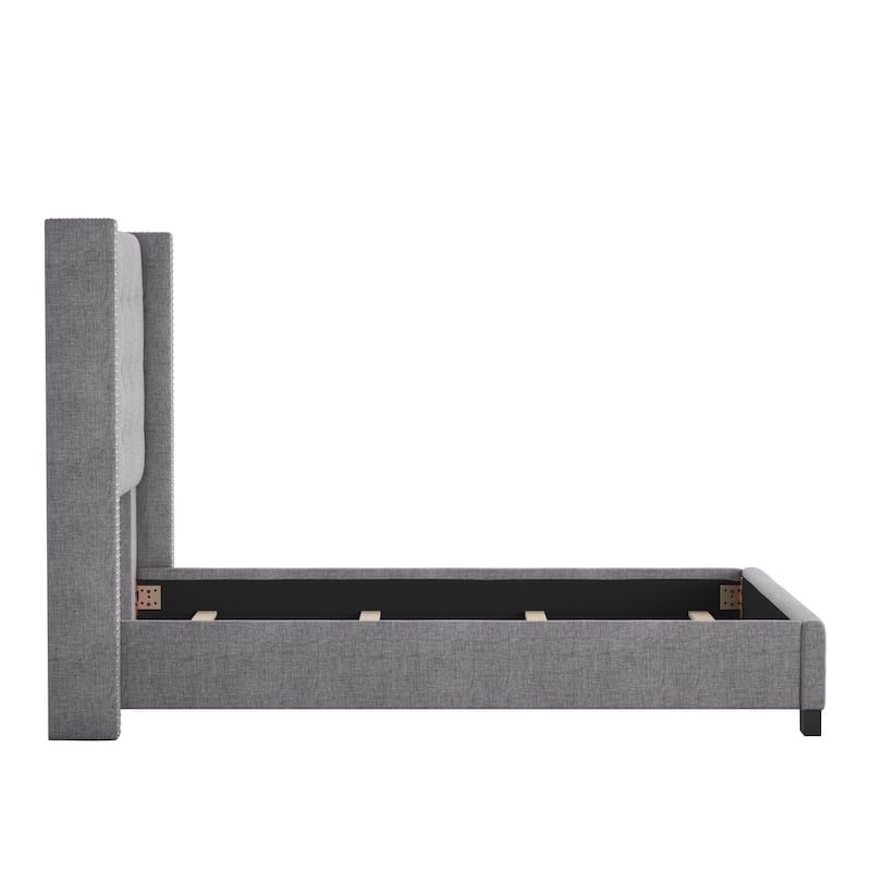 Melina Tufted Linen Wingback Platform Bed by iNSPIRE Q Bold
