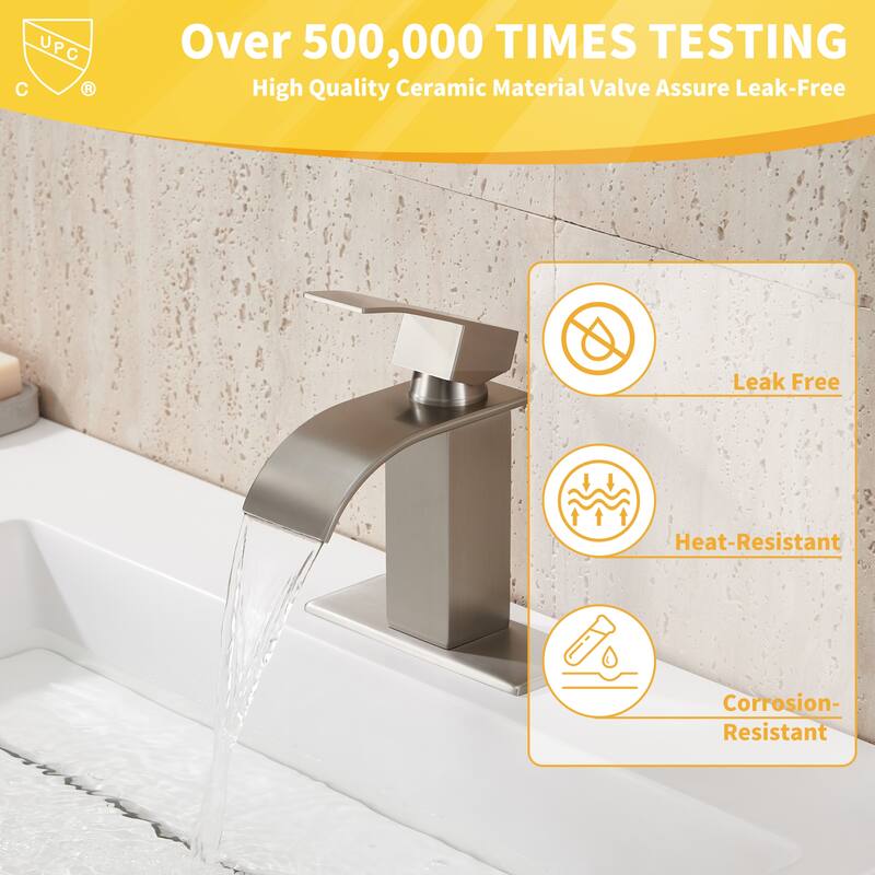Single Handle Single Hole Bathroom Vanity Waterfall Spout Bathroom Faucet
