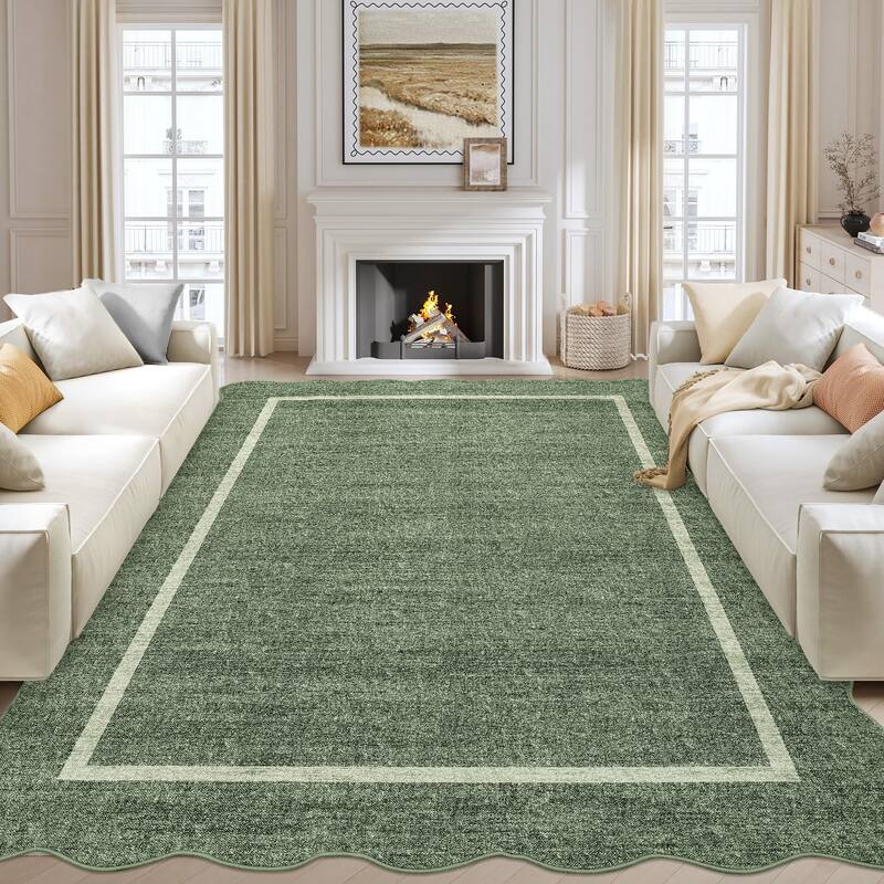 Garvee Scallop Solid Washable Area Rug
