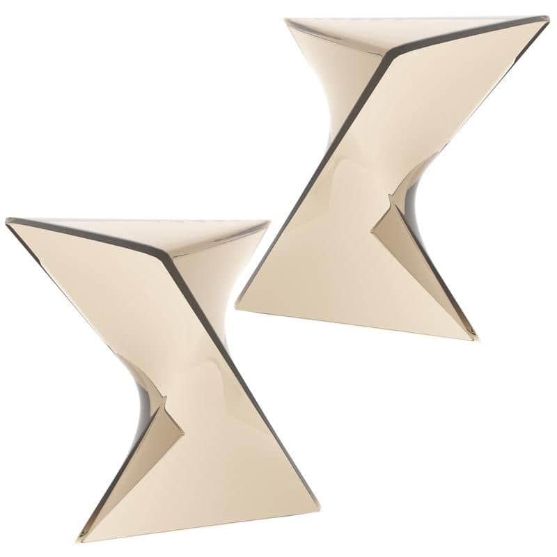 Randolph Modern Indoor Lightweight Side Table with Triangular Curved Design Accent End Table for Home Living Room or Bedroom - Set of 2 - Transparent Amber