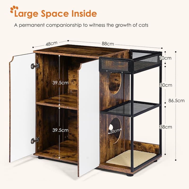 Litter Box Enclosure for 2 Cats，Cat Litter Box Furniture,Enclosed Cat Litter Boxes,Cat Furniture Cabinet,Rustic Brown