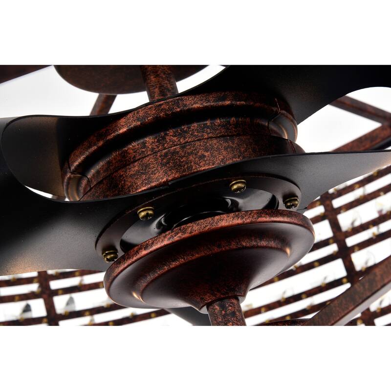 Juliet Rustic Bronze 28-Inch 6-Light Metal & Crystal Drum Shade Lighted Ceiling Fan (Includes Remote)