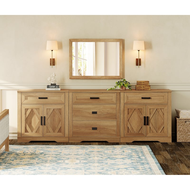 Large TV Stand,3/4-in-1 Farmhouse TV Console Table with Storage Barn Door Cabinet