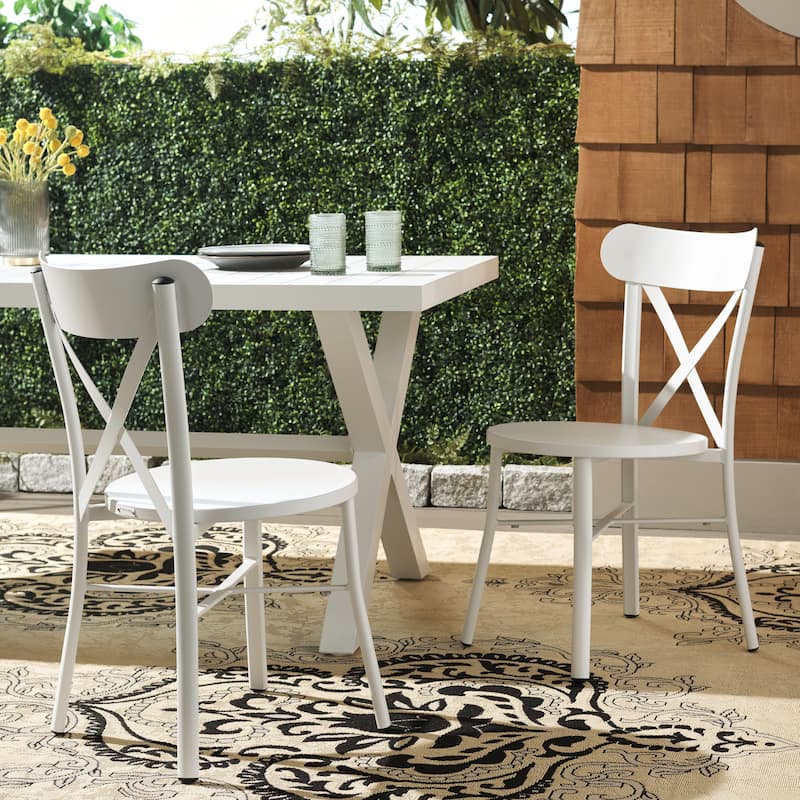 SAFAVIEH Outdoor Living Core 18-inch Cross Back [SET of 2] - 17"W x 20"D x 33"H - White