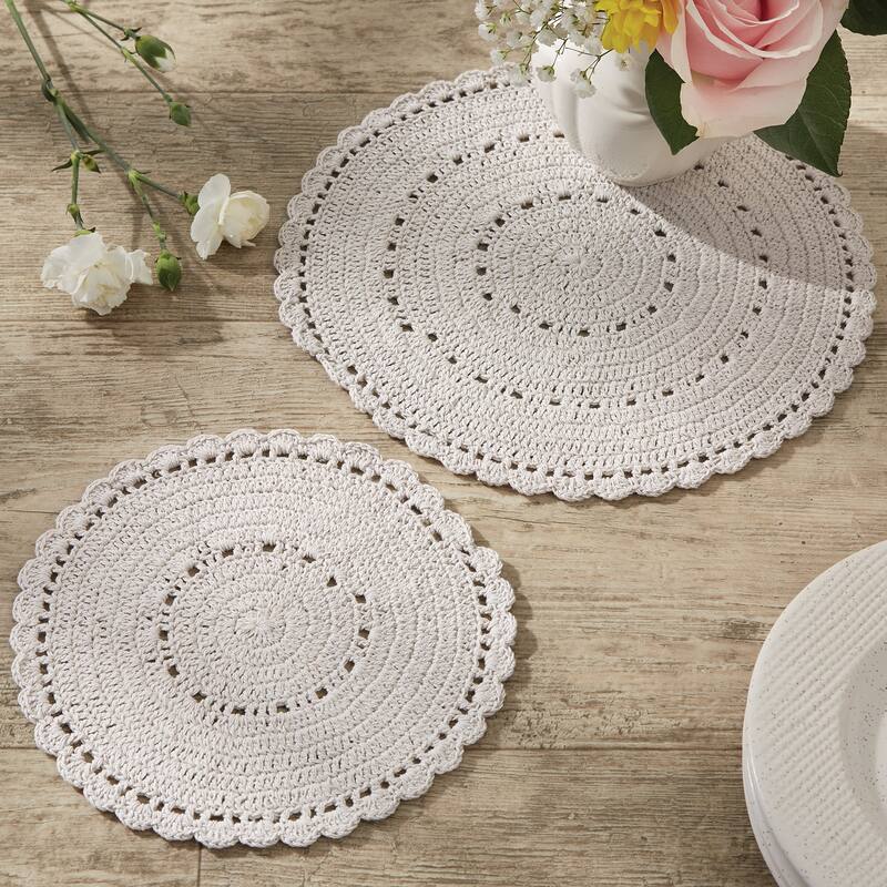 Park Designs Lace Accent Blue Mats Set - 8" DIA AND 10.5" DIA