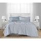 preview thumbnail 1 of 17, The Farmhouse by Rachel Ashwell Wide Ticking Stripe 3 Piece Duvet Cover Set Full - Queen - White/Blue