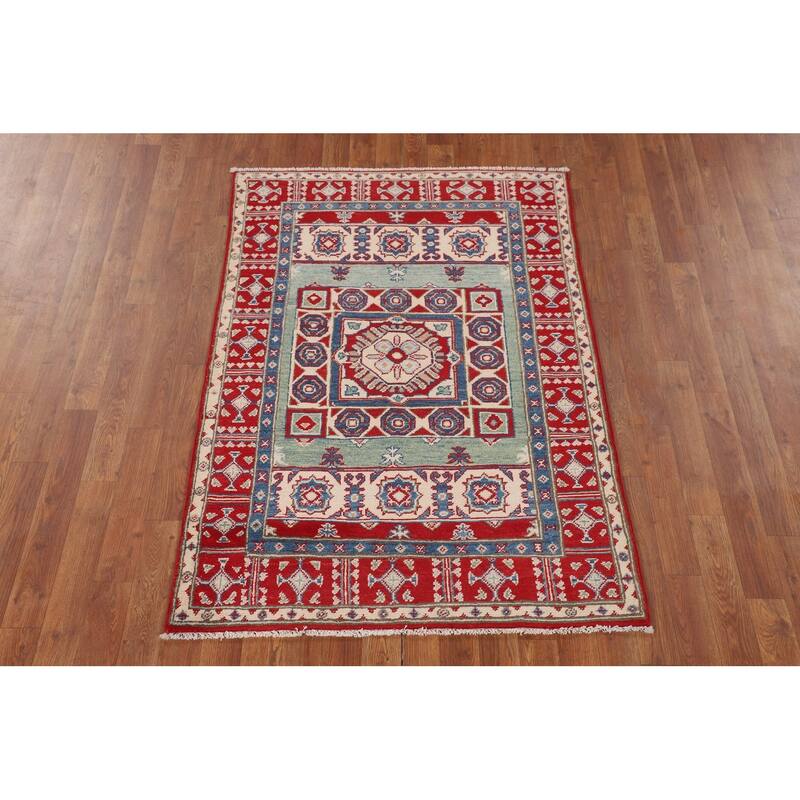 Kazak Oriental Foyer Rug Handmade Bedroom Wool Carpet - 3'5" x 4'10"