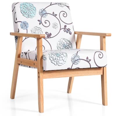 Modern Accent Armchair Fabric Lounge Chair with Rubber Wood Leg - 25" x 26.5" x 32"(L x W x H)