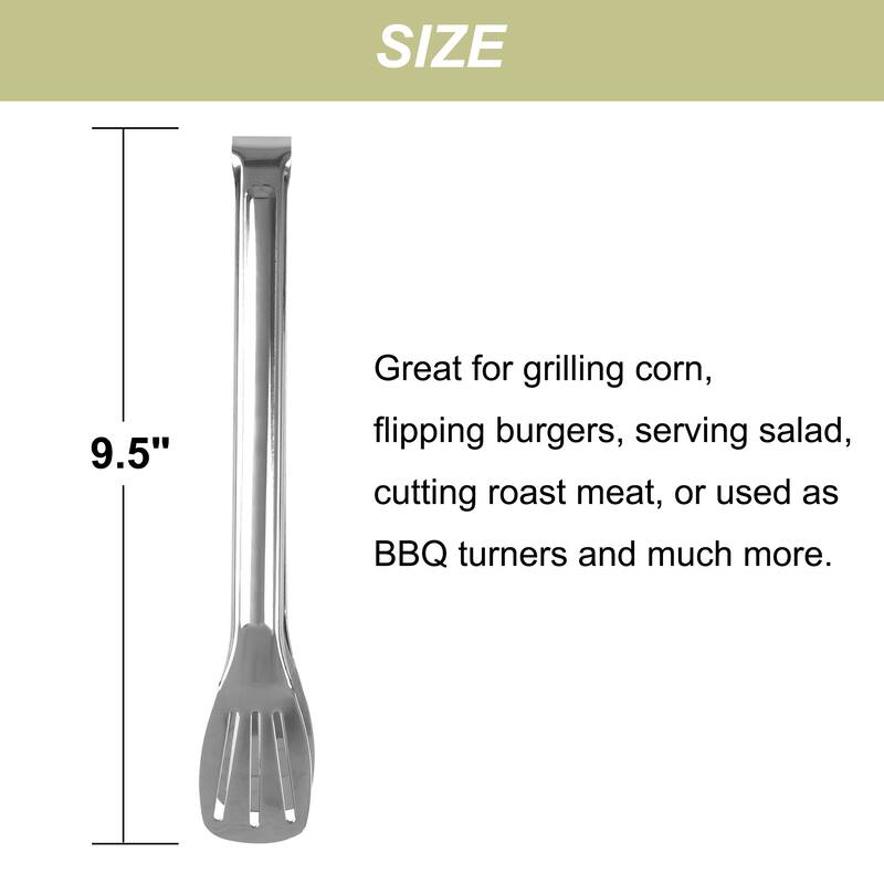Kitchen Tongs Stainless Steel Barbecue Cooking Grilling Tongs - Silver
