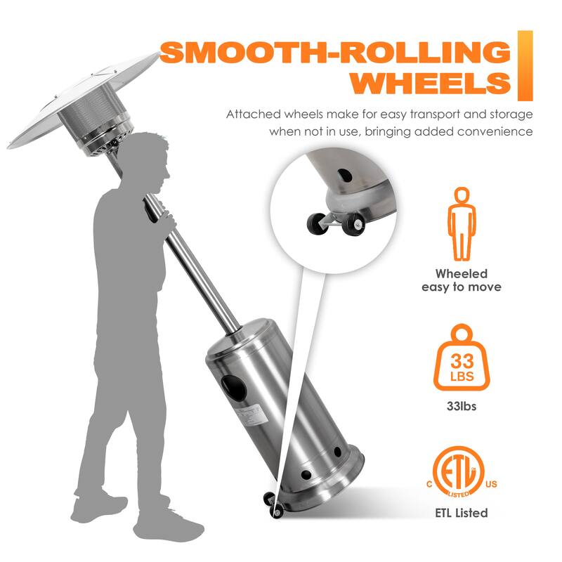 Nuu Garden 46,000 BTU Stainless Steel Propane Gas Patio Heater