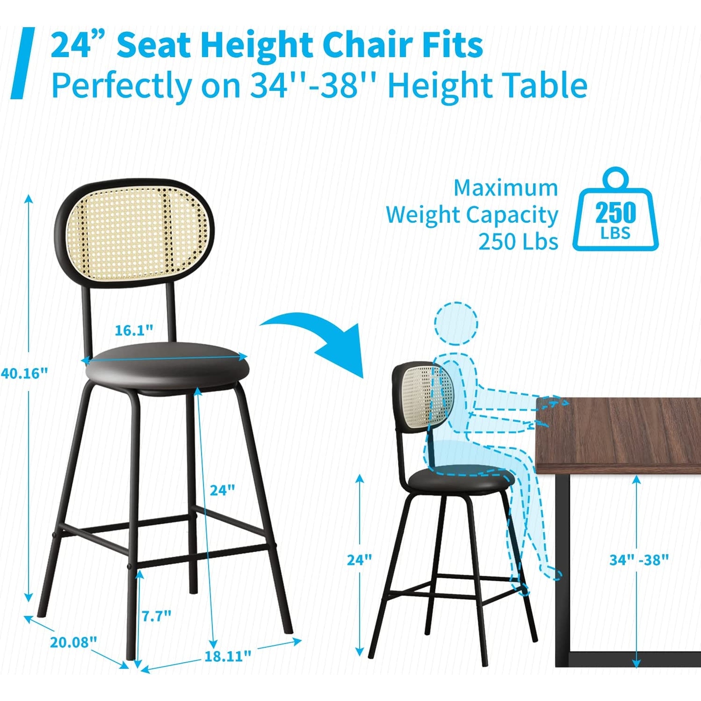 Dining chair seat clearance height 24 inches