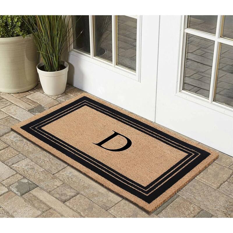 A1HC Natural Coir Monogrammed Entrance Door Mats Flock Doormat 24"X39"