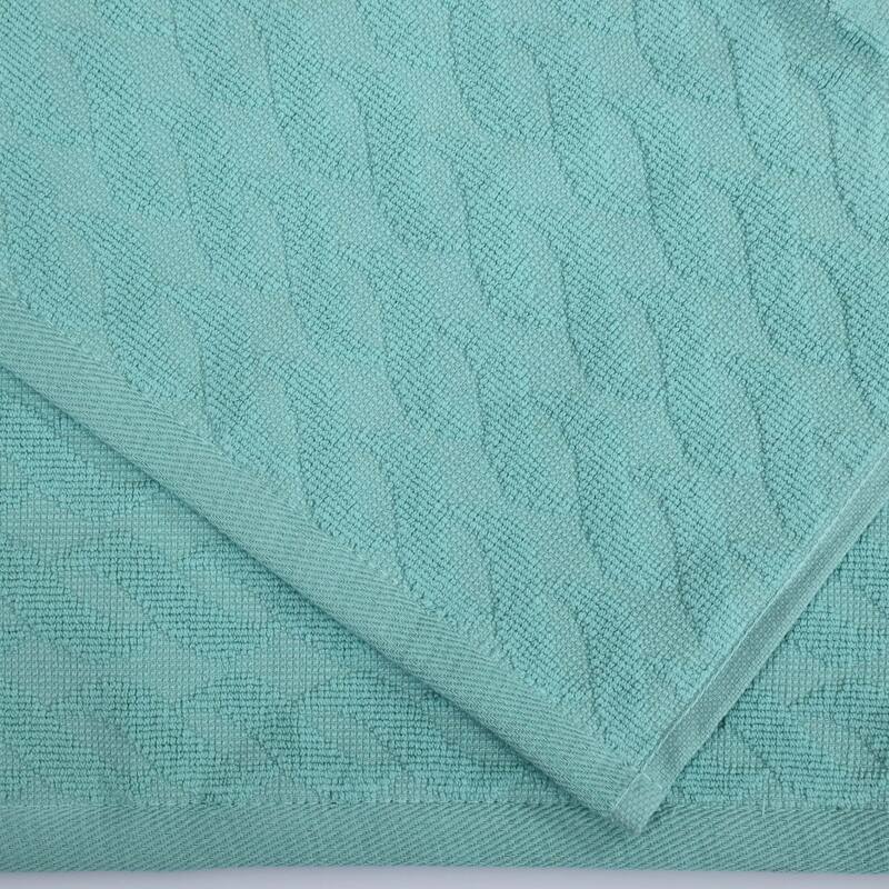 Turkish Cotton Herringbone and Solid Washcloth Towel Set by Superior