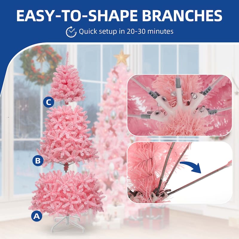 6/7.5 Ft Pink Spruce Artificial Christmas Tree