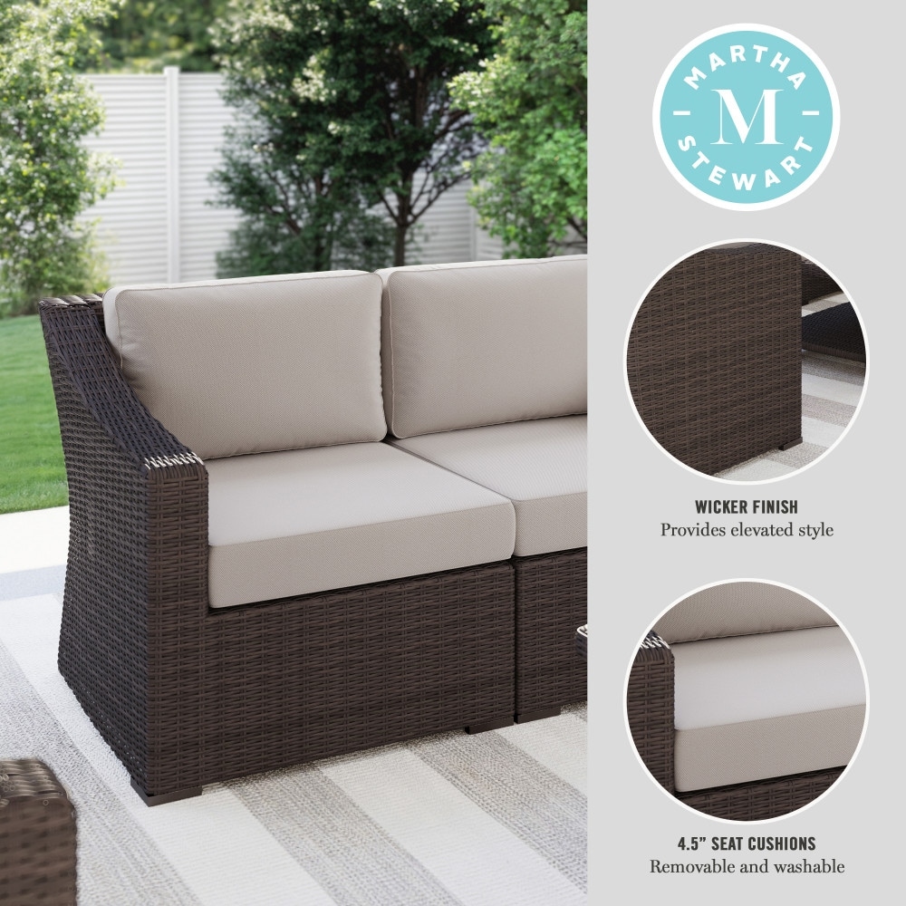 Martha Stewart Outdoor Modular Rattan Wicker Loveseat with All