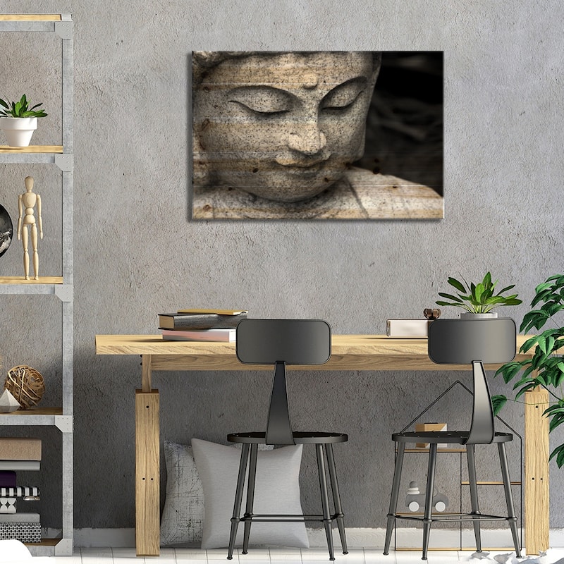 Chinese Buddha Print On Wood by Unknown Artist - Multi-Color