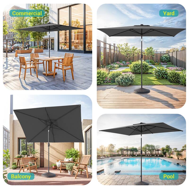 BONOSUKI LED 10 x 6.5ft Outdoor Umbrellas Patio Market Table Umbrellas