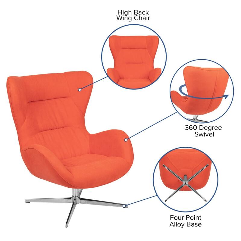 Home and Office Retro Swivel Wing Accent Chair - 35"D x 32.5"W x 40.5"H