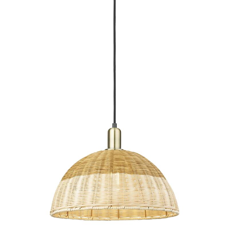 Innovations Lighting 716-1P-16-16 Natural Ballston Dome Pendant 2 - Black Antique Brass / Natural