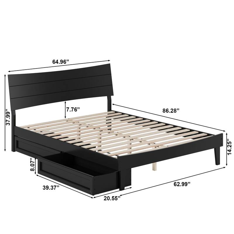 Phoenix Wood Platform Bed with Storage Drawers